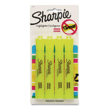 Load image into Gallery viewer, Tank Style Highlighters, Fluorescent Yellow Ink, Chisel Tip, Yellow Barrel, 4/Carton
