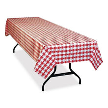 Load image into Gallery viewer, Table Set Rectangular Table Covers, Heavyweight Plastic, 54" x 108", Plaid Red/White, 6/Pack
