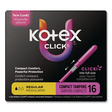 Load image into Gallery viewer, U by Kotex Click Compact Tampons, Regular Absorbency, 16/Pack, 8 Packs/Carton
