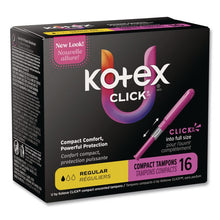 Load image into Gallery viewer, U by Kotex Click Compact Tampons, Regular Absorbency, 16/Pack, 8 Packs/Carton
