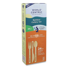Load image into Gallery viewer, Bamboo Cutlery, Fork/Knife/Spoon, Paper, Natural, 24/Pack
