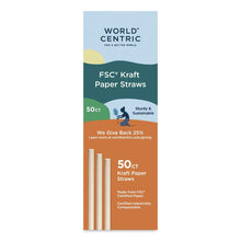 Load image into Gallery viewer, Kraft Paper Straws, 8", Brown, 50/Pack
