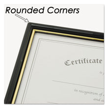 Load image into Gallery viewer, EZ Mount Document Frame with Trim Accent and Plastic Face, Plastic, 8.5 x 11 Insert, Black/Gold
