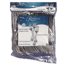 Load image into Gallery viewer, Reflections Heavyweight Plastic Utensils, Fork, Silver, 40/Pack, 8 Packs/Carton
