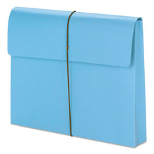 Load image into Gallery viewer, Expanding Wallet with Elastic Cord, 2" Expansion, 1 Section, Elastic Cord Closure, Letter Size, Blue, 10/Box
