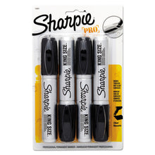 Load image into Gallery viewer, King Size Permanent Marker, Broad Chisel Tip, Black, 4/Pack
