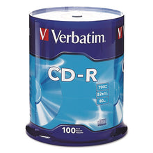 Load image into Gallery viewer, CD-R Recordable Disc, 700 MB/80 min, 52x, Spindle, Silver, 100/Pack

