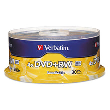 Load image into Gallery viewer, DVD+RW Rewritable Disc, 4.7 GB, 4x, Spindle, Silver, 30/Pack
