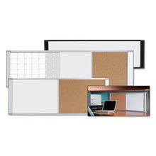 Load image into Gallery viewer, Cubicle Workstation Dry Erase Board, Combo Magnetic Dry Erase/Bulletin, 48" x 18", Tan/White Surface, Satin Aluminum Frame

