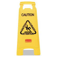 Load image into Gallery viewer, Multilingual "Caution" Floor Sign, 11 x 12 x 25, Yellow
