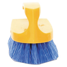 Load image into Gallery viewer, Iron-Shaped Handle Scrub Brush, Blue Polypropylene Bristles, 6" Brush, 6" Yellow Plastic Handle
