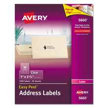 Load image into Gallery viewer, Matte Clear Easy Peel Mailing Labels w/ Sure Feed Technology, Laser Printers, 1 x 2.63, Clear, 30/Sheet, 50 Sheets/Box
