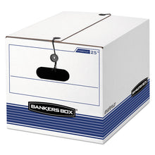 Load image into Gallery viewer, STOR/FILE Medium-Duty Strength Storage Boxes, Letter/Legal Files, 12.25" x 16" x 11", White/Blue, 4/Carton

