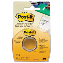 Load image into Gallery viewer, Labeling and Cover-Up Tape, Non-Refillable, 1" x 19.44 yd, White Tape, Clear Dispenser
