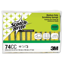 Load image into Gallery viewer, Medium-Duty Scrubbing Sponge 74, 3.6 x 6.1, 0.7" Thick, Yellow/Green, 10/Pack
