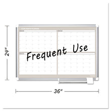 Load image into Gallery viewer, Magnetic Dry Erase Calendar Board, Four-Month Planning/Scheduling, 36" x 24", White Surface, Satin Aluminum Frame
