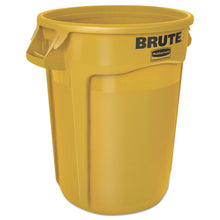 Load image into Gallery viewer, Vented Round Brute Container, 32 gal, Plastic, Yellow
