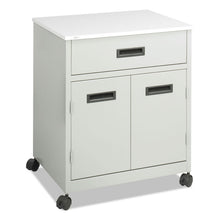 Load image into Gallery viewer, Steel Machine Stand with Pullout Drawer, Engineered Wood, 3 Shelves, 1 Drawer, 25" x 20" x 29.75", Gray
