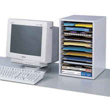 Load image into Gallery viewer, Wood Vertical Desktop Sorter, 11 Compartments, 10.63 x 11.88 x 16, Medium Oak
