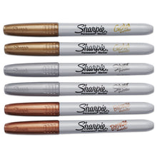 Load image into Gallery viewer, Metallic Fine Point Permanent Markers, Fine Bullet Tip, Gold-Silver-Bronze, 6/Pack
