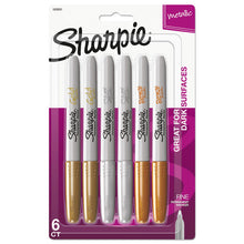 Load image into Gallery viewer, Metallic Fine Point Permanent Markers, Fine Bullet Tip, Gold-Silver-Bronze, 6/Pack
