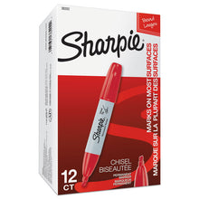 Load image into Gallery viewer, Chisel Tip Permanent Marker, Medium Chisel Tip, Red, Dozen
