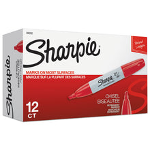 Load image into Gallery viewer, Chisel Tip Permanent Marker, Medium Chisel Tip, Red, Dozen

