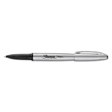 Load image into Gallery viewer, Stainless Steel Porous Point Pen, Stick, Fine 0.5 mm, Black Ink, Brushed Silver Barrel

