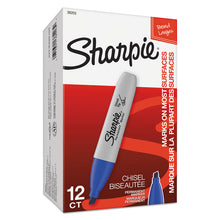 Load image into Gallery viewer, Chisel Tip Permanent Marker, Medium Chisel Tip, Blue, Dozen
