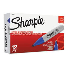 Load image into Gallery viewer, Chisel Tip Permanent Marker, Medium Chisel Tip, Blue, Dozen
