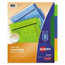 Load image into Gallery viewer, Insertable Big Tab Plastic Dividers, 5-Tab, 11 x 8.5, Assorted, 1 Set
