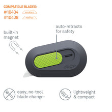 Load image into Gallery viewer, Mini Cutters, Replaceable Double-Sided 1.29" Ceramic Zirconium Oxide Blade, 2.5" Nylon Handle, Gray/Green
