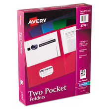 Load image into Gallery viewer, Two-Pocket Folder, Accommodates (40) 11 x 8.5 Sheets, Assorted Colors, 25/Box
