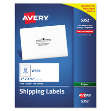 Load image into Gallery viewer, Copier Mailing Labels, Copiers, 2 x 4.25, White, 10/Sheet, 100 Sheets/Box
