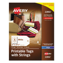 Load image into Gallery viewer, Printable Rectangular Tags with Strings, 2 x 3.5, Matte White, 96/Pack
