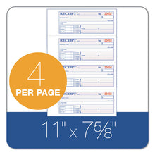 Load image into Gallery viewer, Receipt Book, Three-Part Carbonless, 7.19 x 2.75, 4 Forms/Sheet, 100 Forms Total
