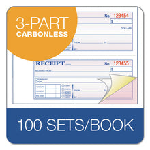 Load image into Gallery viewer, Receipt Book, Three-Part Carbonless, 7.19 x 2.75, 4 Forms/Sheet, 100 Forms Total
