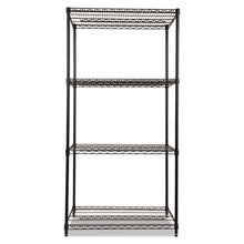 Load image into Gallery viewer, NSF Certified Industrial Four-Shelf Wire Shelving Kit, 36w x 24d x 72h, Black

