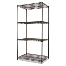 Load image into Gallery viewer, NSF Certified Industrial Four-Shelf Wire Shelving Kit, 36w x 24d x 72h, Black

