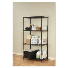 Load image into Gallery viewer, NSF Certified Industrial Four-Shelf Wire Shelving Kit, 36w x 24d x 72h, Black
