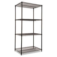 Load image into Gallery viewer, NSF Certified Industrial Four-Shelf Wire Shelving Kit, 36w x 24d x 72h, Black
