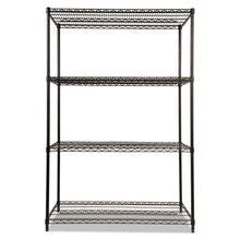 Load image into Gallery viewer, NSF Certified Industrial Four-Shelf Wire Shelving Kit, 48"w x 24"d x 72"h, Black

