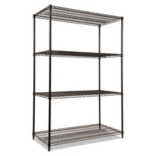 Load image into Gallery viewer, NSF Certified Industrial Four-Shelf Wire Shelving Kit, 48"w x 24"d x 72"h, Black
