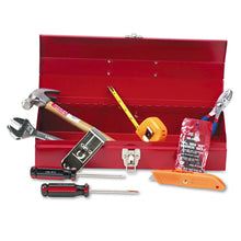 Load image into Gallery viewer, 16-Piece Light-Duty Office Tool Kit, Metal Box, Red
