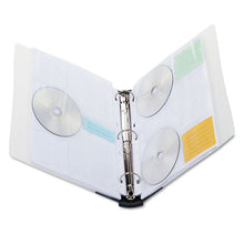 Load image into Gallery viewer, CD/DVD Three-Ring Refillable Binder, Holds 90 Discs, Midnight Blue/Clear
