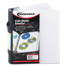 Load image into Gallery viewer, CD/DVD Three-Ring Refillable Binder, Holds 90 Discs, Midnight Blue/Clear
