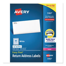 Load image into Gallery viewer, Easy Peel White Address Labels w/ Sure Feed Technology, Laser Printers, 0.5 x 1.75, White, 80/Sheet, 100 Sheets/Box

