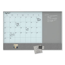 Load image into Gallery viewer, 3N1 Magnetic Glass Dry Erase Combo Board, Monthly Planning, 36 x 24 (Actual Size: 35" x 23"), Gray/White Surface, White Frame
