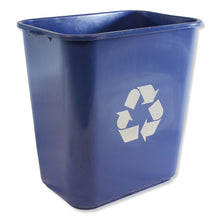 Load image into Gallery viewer, Soft-Sided Recycle Logo Plastic Wastebasket, 28 qt, Polyethylene, Blue
