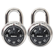 Load image into Gallery viewer, Combination Lock, Stainless Steel, 1.87" Wide, Silver/Black, 2/Pack
